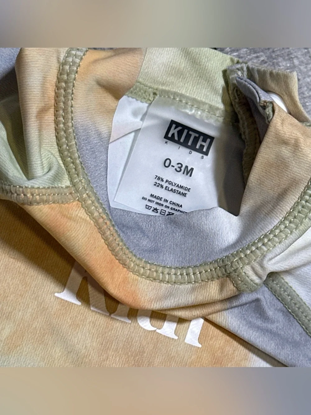 Kith Kids Short Sleeve Tie-Dye Rash Guard - Green/Orange/Gray